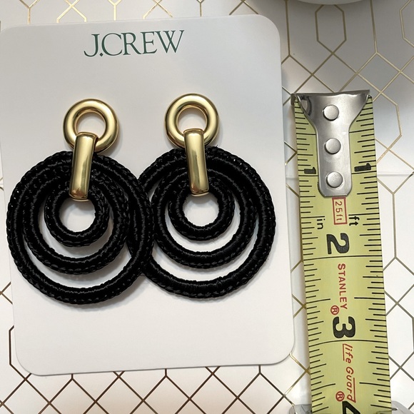 JCREW Layered Raffia Hoop Earrings NWT Black - Picture 5 of 12